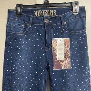 VIP Women's Dark Blue Studded Skinny Jeans